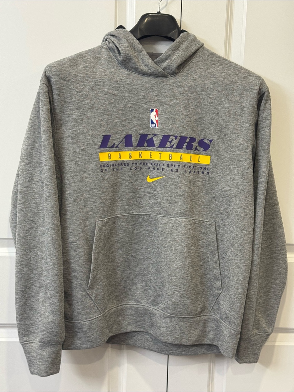 Nike Los Angeles Lakers NBA Team Issued Practice Pullover Hoodie Gray Men's L